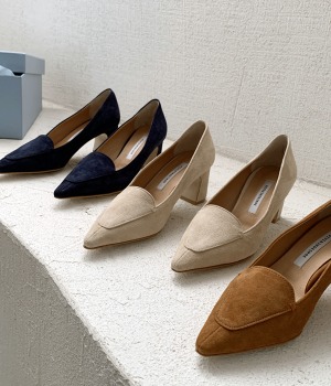 Daily suede middle heel 6cm 235size(카멜)